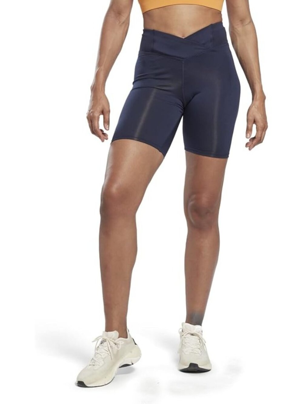 Reebok Womens Workout Ready Basic Bike Shorts Vector Navy Blue Size M NWT